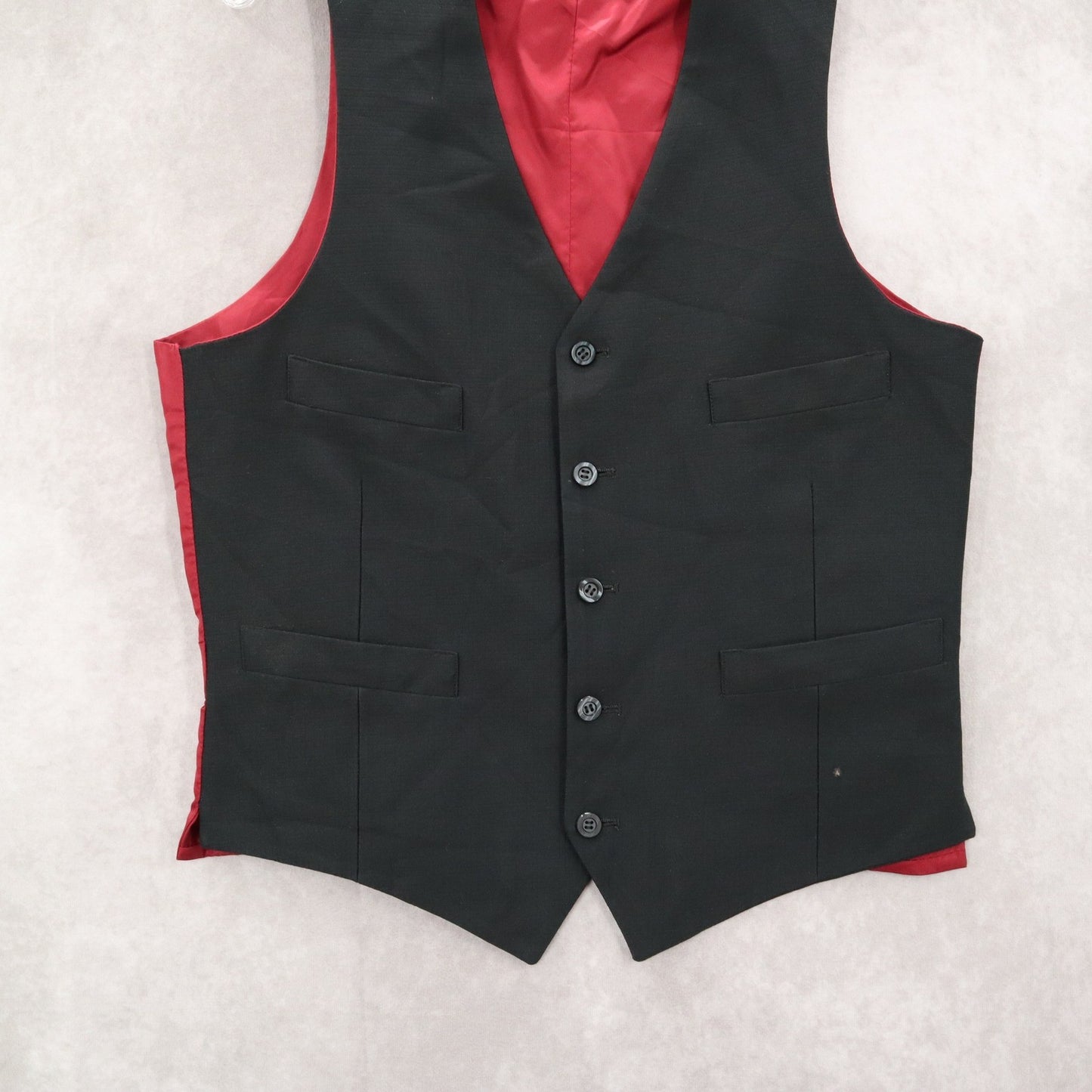 Black 5 Button Red Point 4 Welt Pocket Waistcoat Formal Tuxedo Suit Vest S 38R