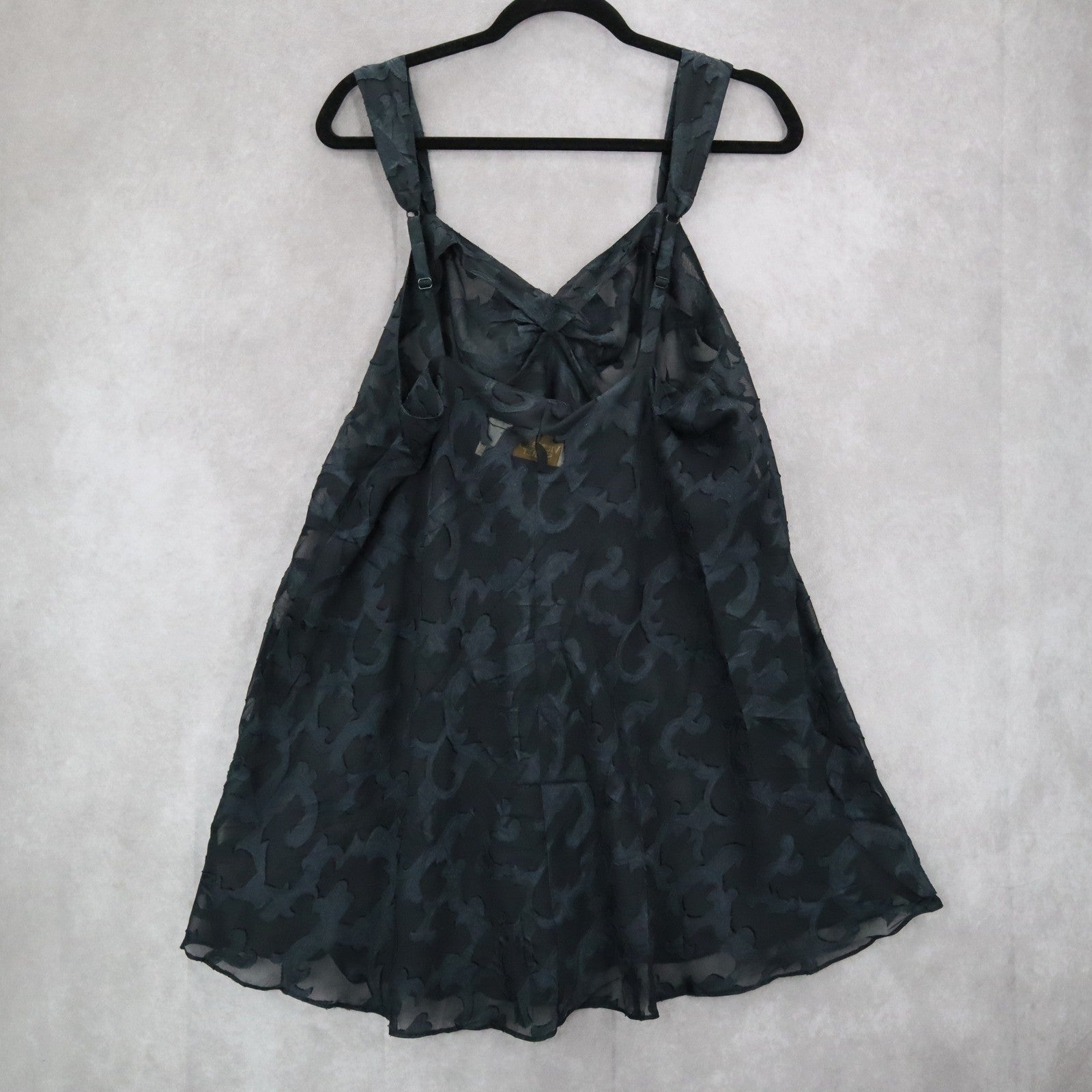 Victoria Secret Blue Black Vintage Floral Intimate Lingerie Sheer Dress Large