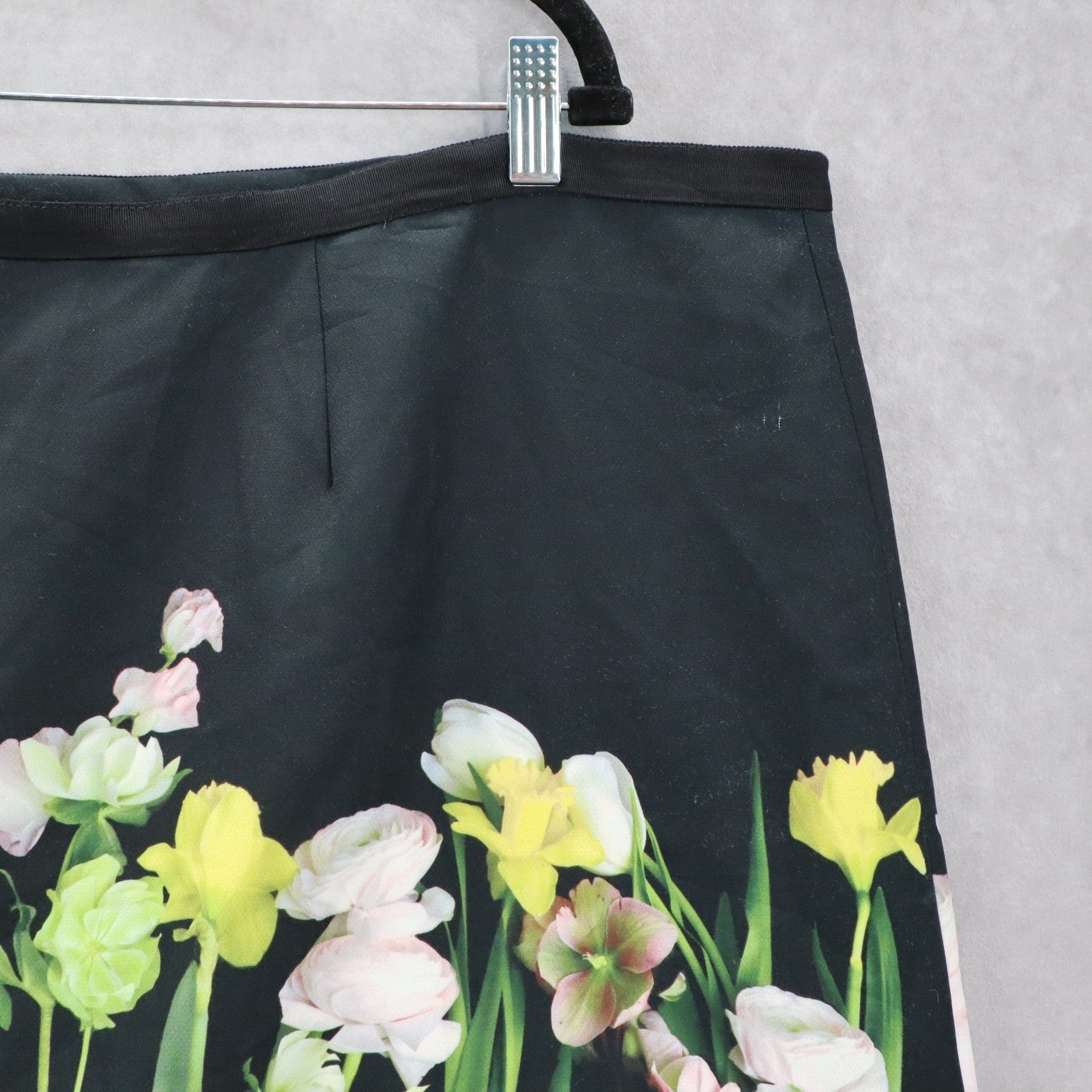 Victoria Beckham Black Floral Mini Short Zip Fun Preppy Flirty Skirt Plus 2X