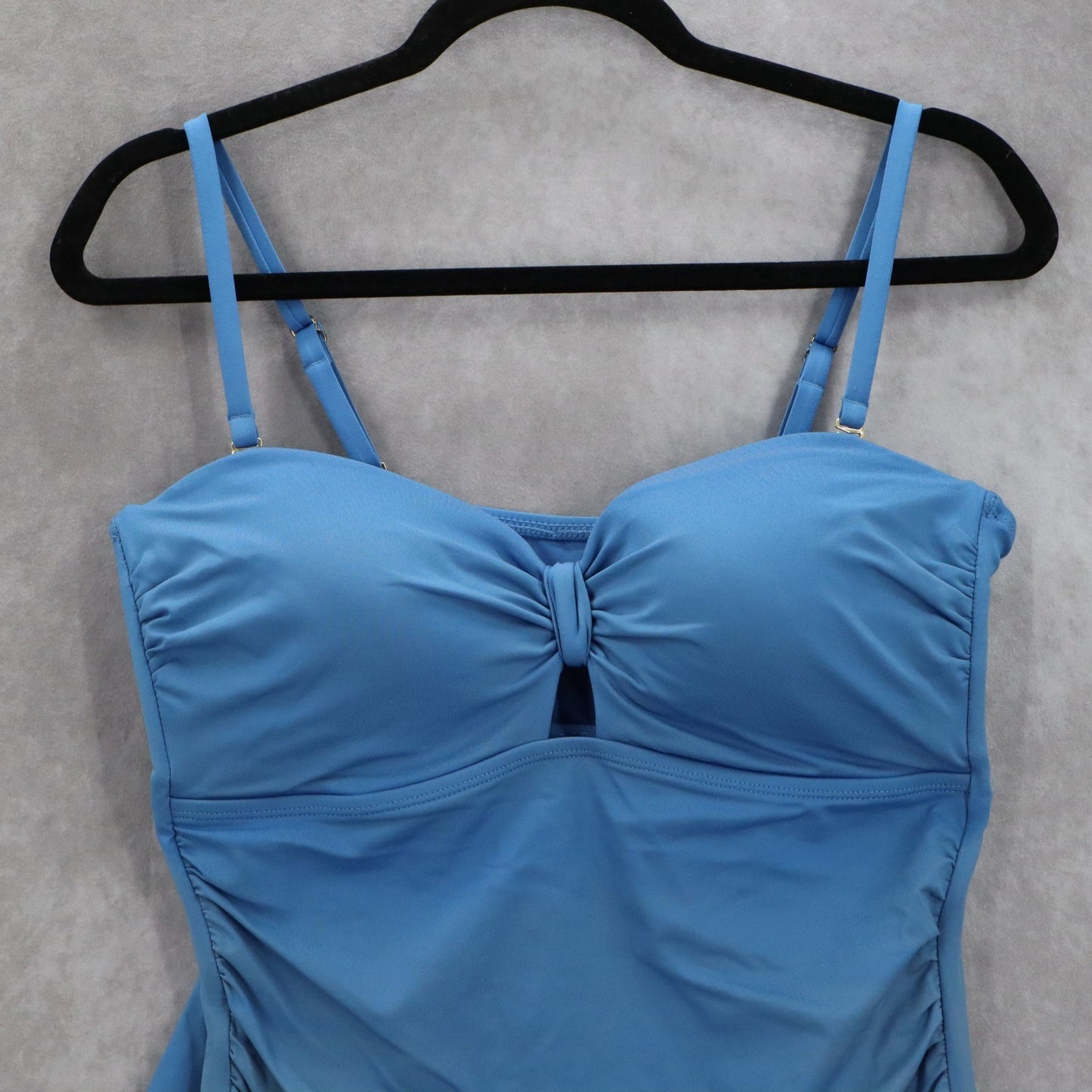 Jantzen Blue Padded Swim Active Sports Bra Flirty Bow Beach Tankini Top M Medium