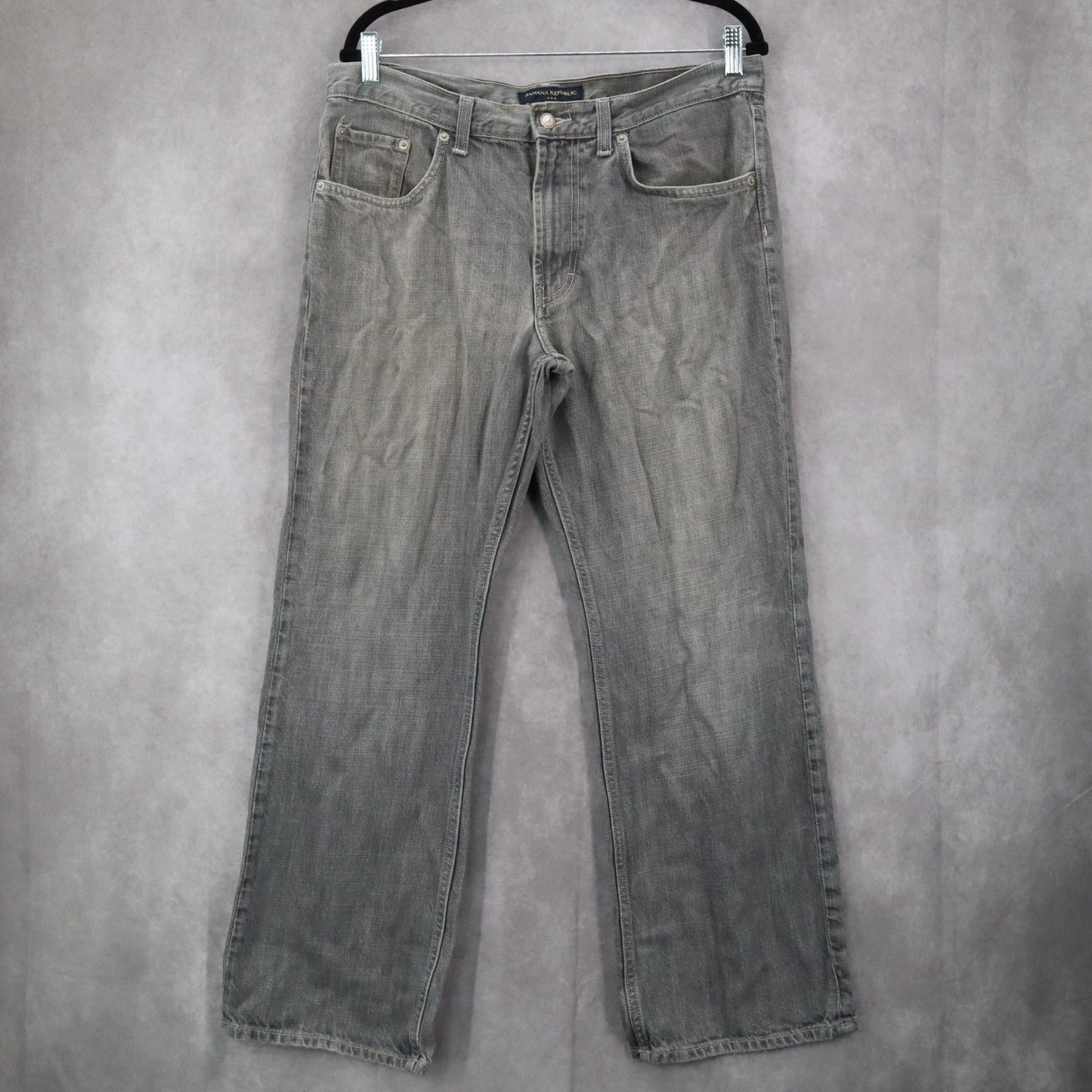 Banana Republic Gray Mens Denim Jeans Boot Cut Cotton Straight Leg 35/30