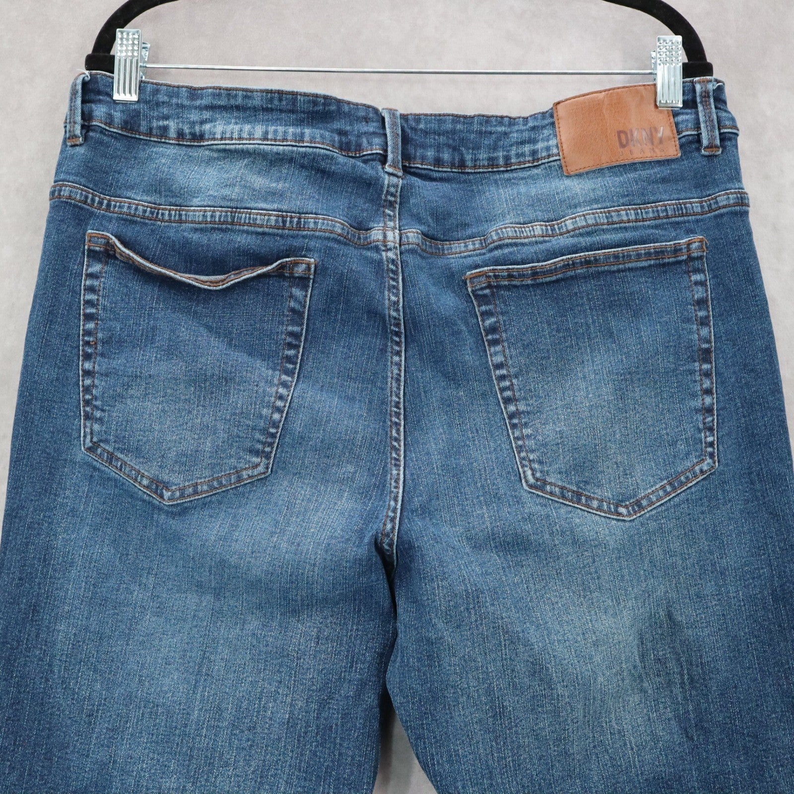 DKNY Blue Straight Fit Tapered Duane Mens Cotton 36X30 Denim Jeans