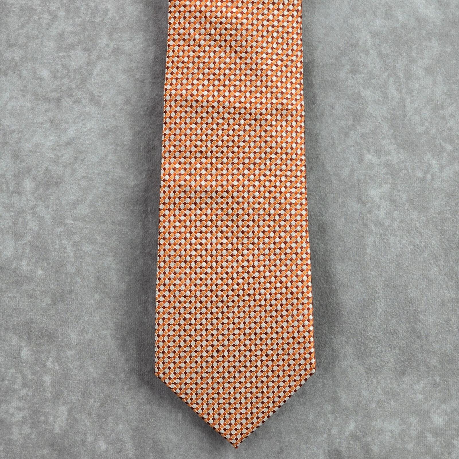 Van Heusen Orange Silver Geometric Checker Executive 100% Polyester Neck Tie