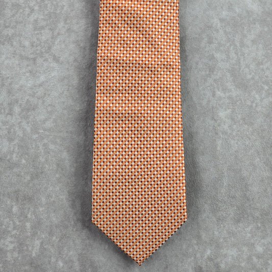 Van Heusen Orange Silver Geometric Checker Executive 100% Polyester Neck Tie