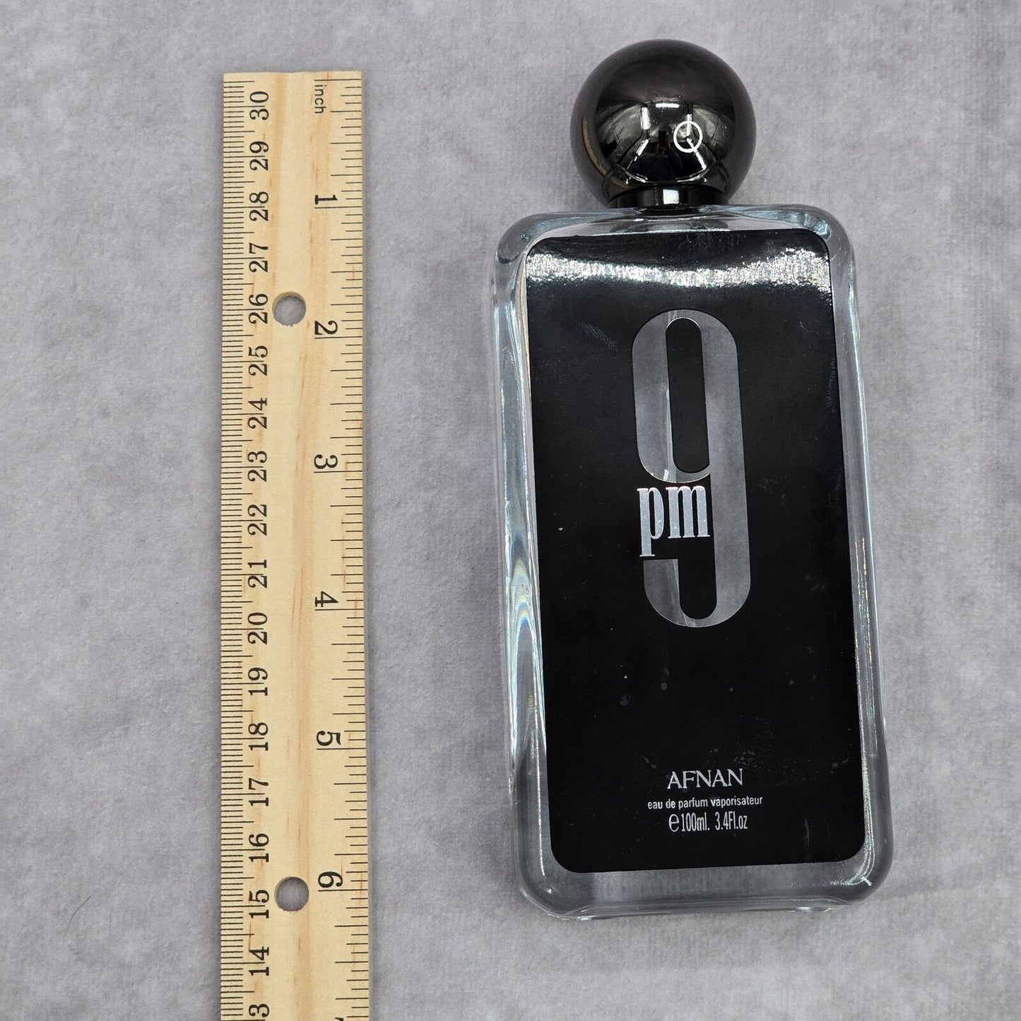 Afnan 9PM 3.4 FL Oz 100 ML Black Gray Clear Empty Collector Glass Bottle Only
