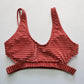 Brown Stripe Cutout Velvet Swim Sports Bra Beach Bralette Bikini Top L Large
