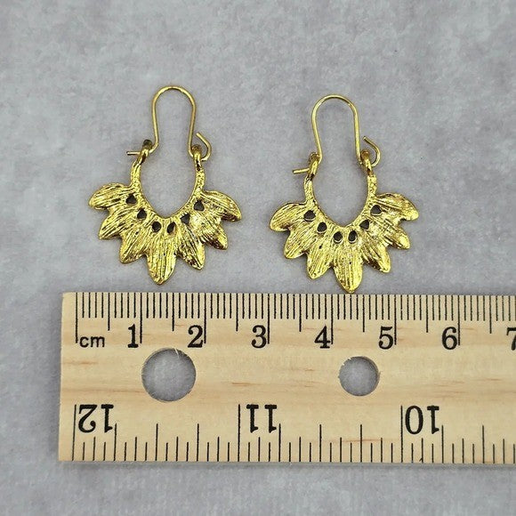Gold Leaf Floral Dangle Hoop Hook Boho Retro Earrings Fashion Jewelry JB2-6