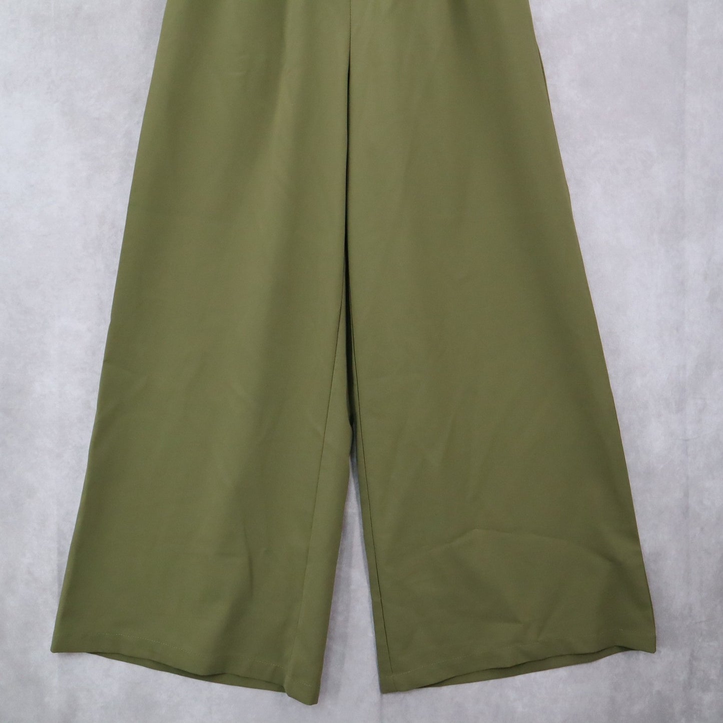 Green Wide Leg Boho Comfy Pull On Straight Leg High Rise Trousers Pant S Small