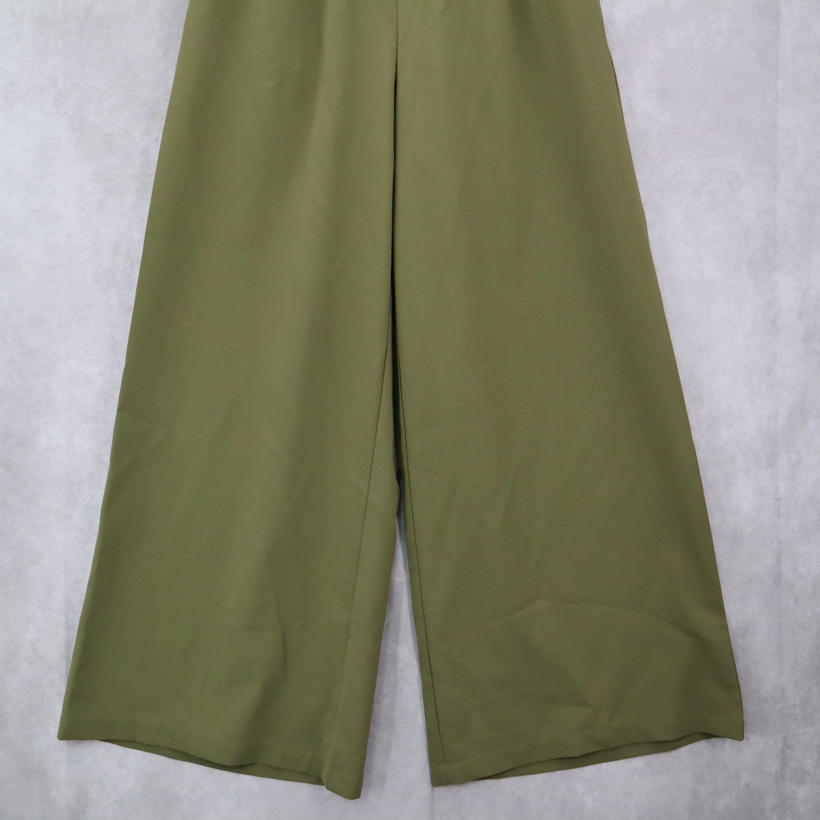 Green Wide Leg Boho Comfy Pull On Straight Leg High Rise Trousers Pant S Small