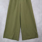 Green Wide Leg Boho Comfy Pull On Straight Leg High Rise Trousers Pant S Small