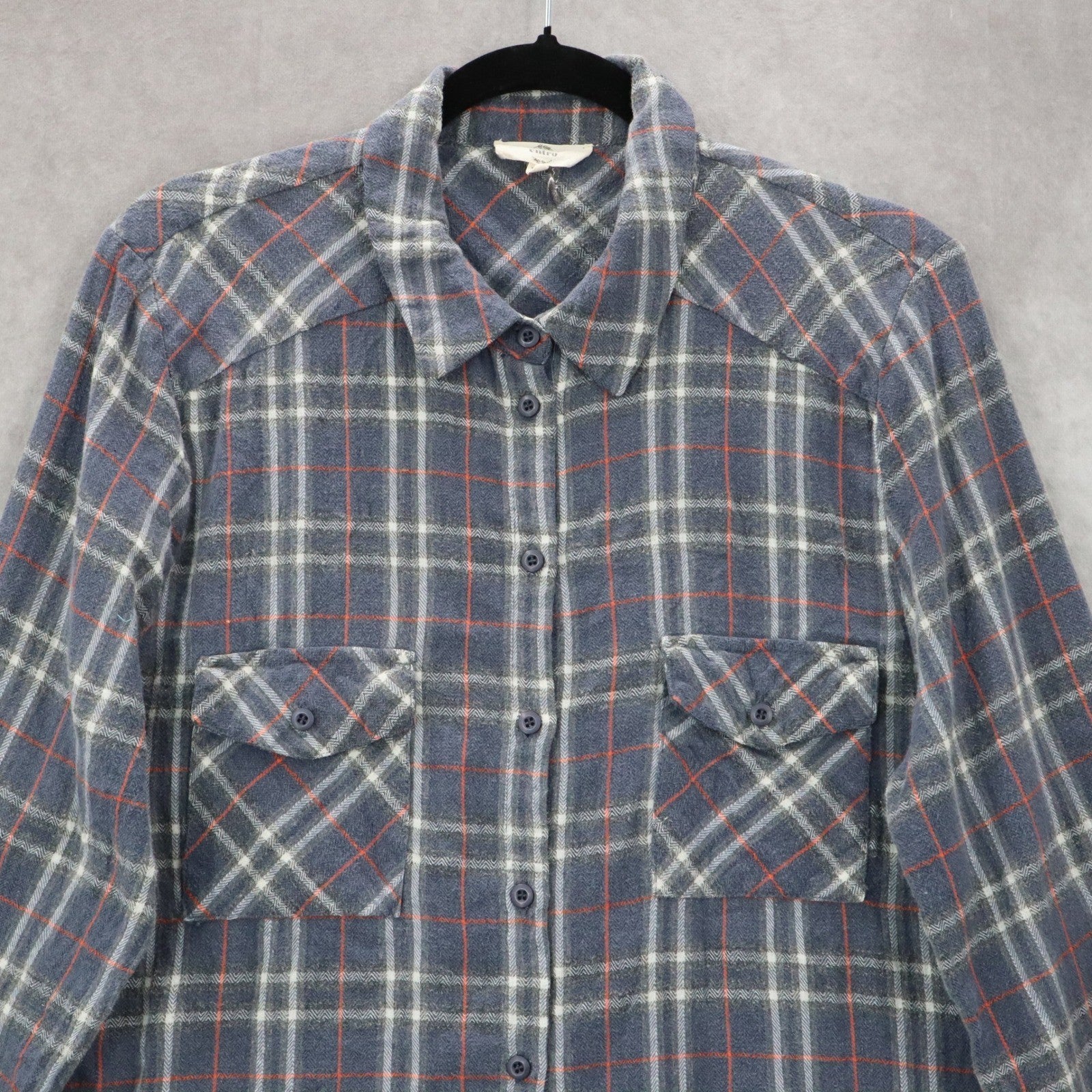 Entro Gray Plaid Flannel Button Down Western Cotton Tartan Extra Large XL