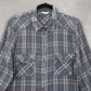 Entro Gray Plaid Flannel Button Down Western Cotton Tartan Extra Large XL