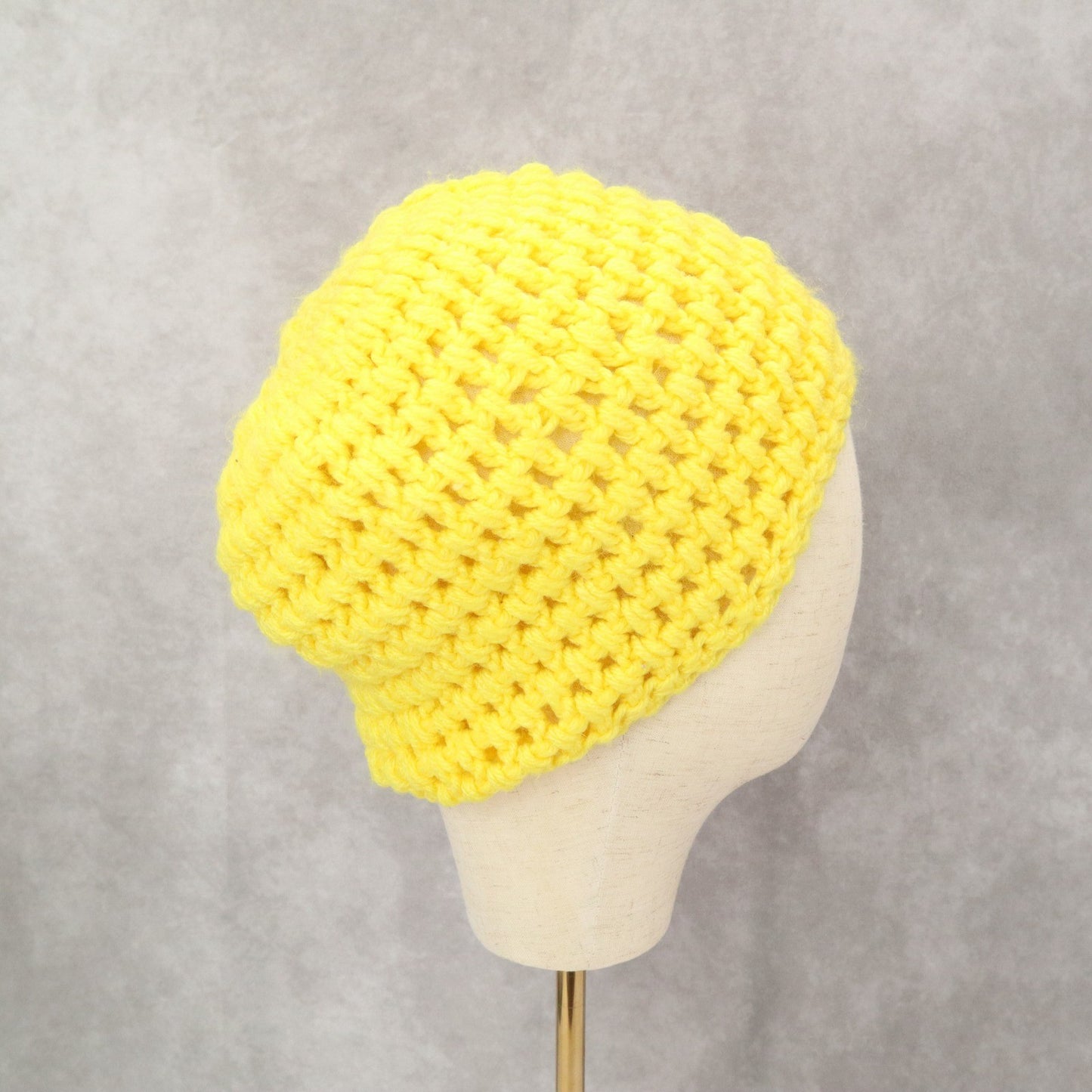 Yellow Cable Knit Y2k Vintage Handmade Cozy Winter Beanie Cap Hat