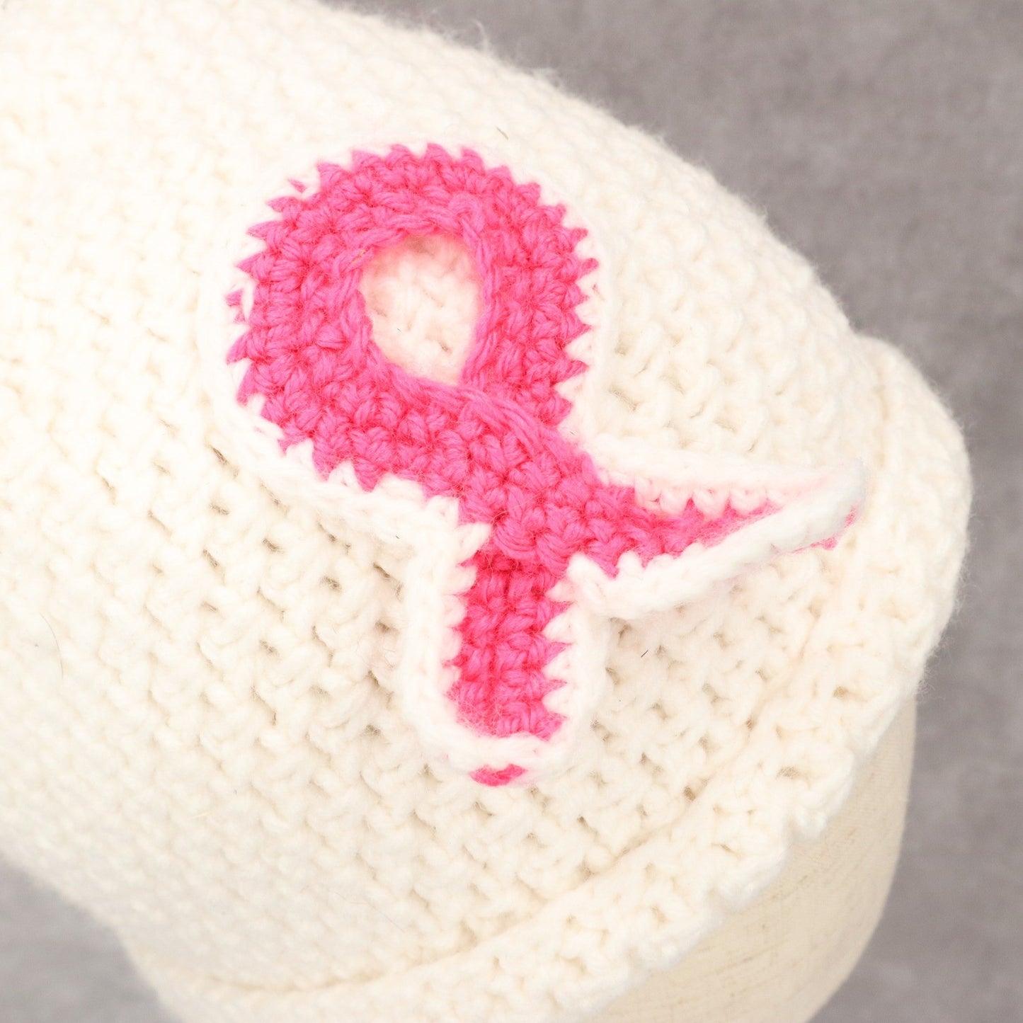 Pink Ribbon Cable Knit Y2K Vintage Breast Cancer Beanie Cap Hat OS