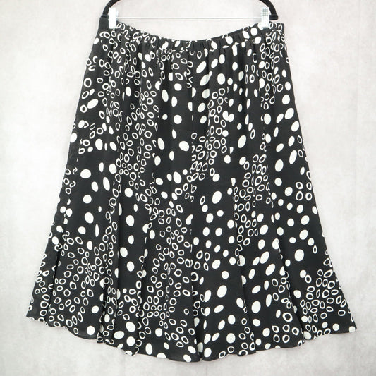 Tanjay Black Polka Dot Midi Romantic Chic Flare Boho Feminine Skirt Plus 18W