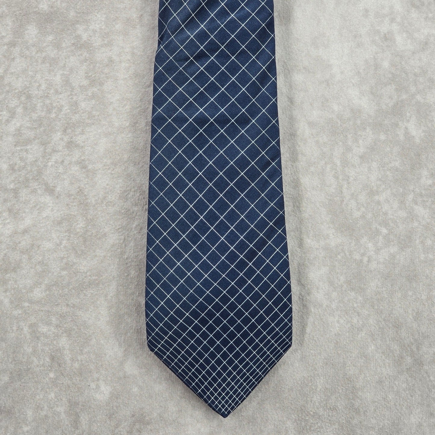 YSL Blue Gold Stripe Plaid Executive Silk Italy Neck Tie Men