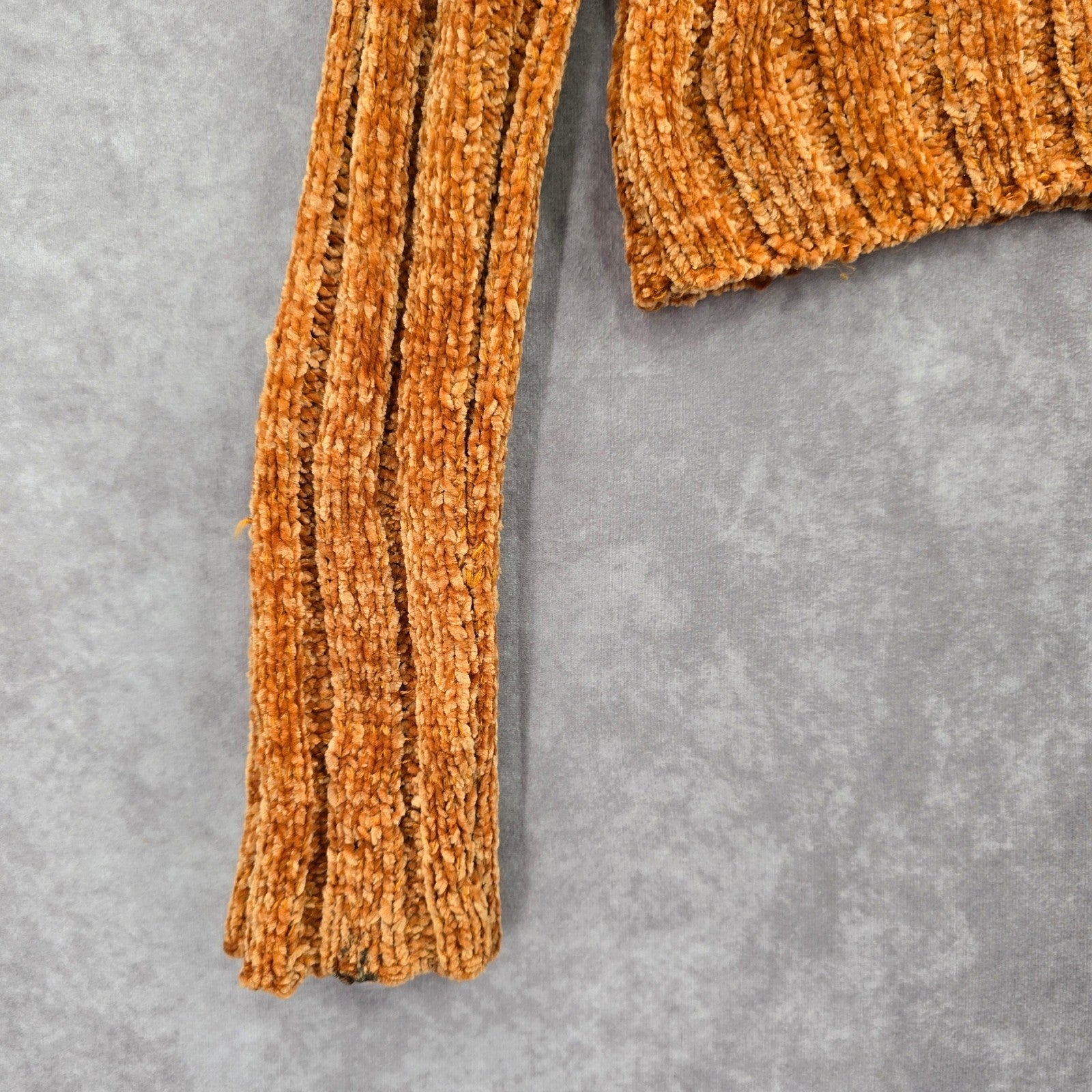 Favlux Yellow Crop Chenille Ribbed Sleeve Y2K VTG Academia Cozy Sweater Small