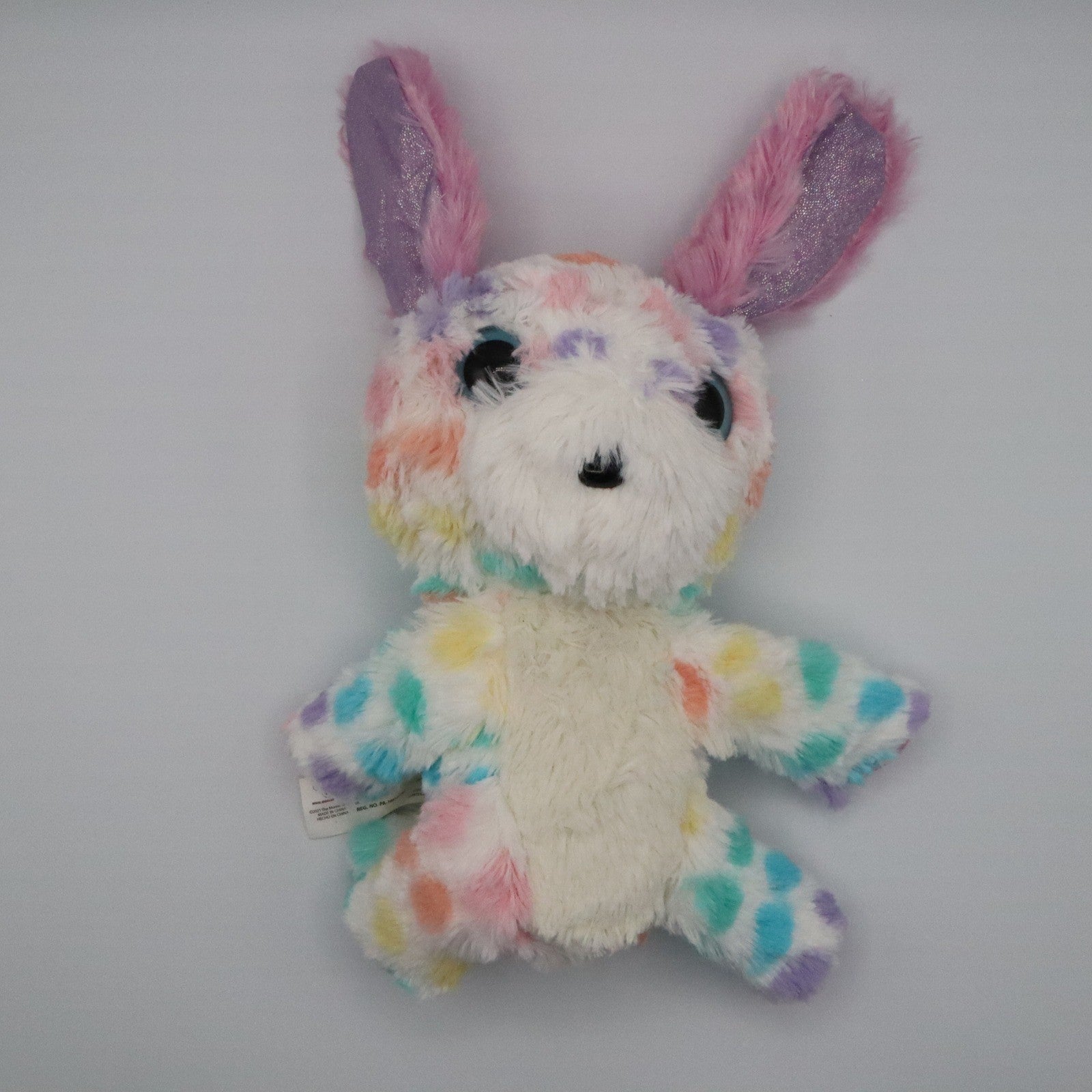 Colorful Bunny Plush Toy Stuffed Animal Soft Rainbow Pastel Sparkle Ears 9"