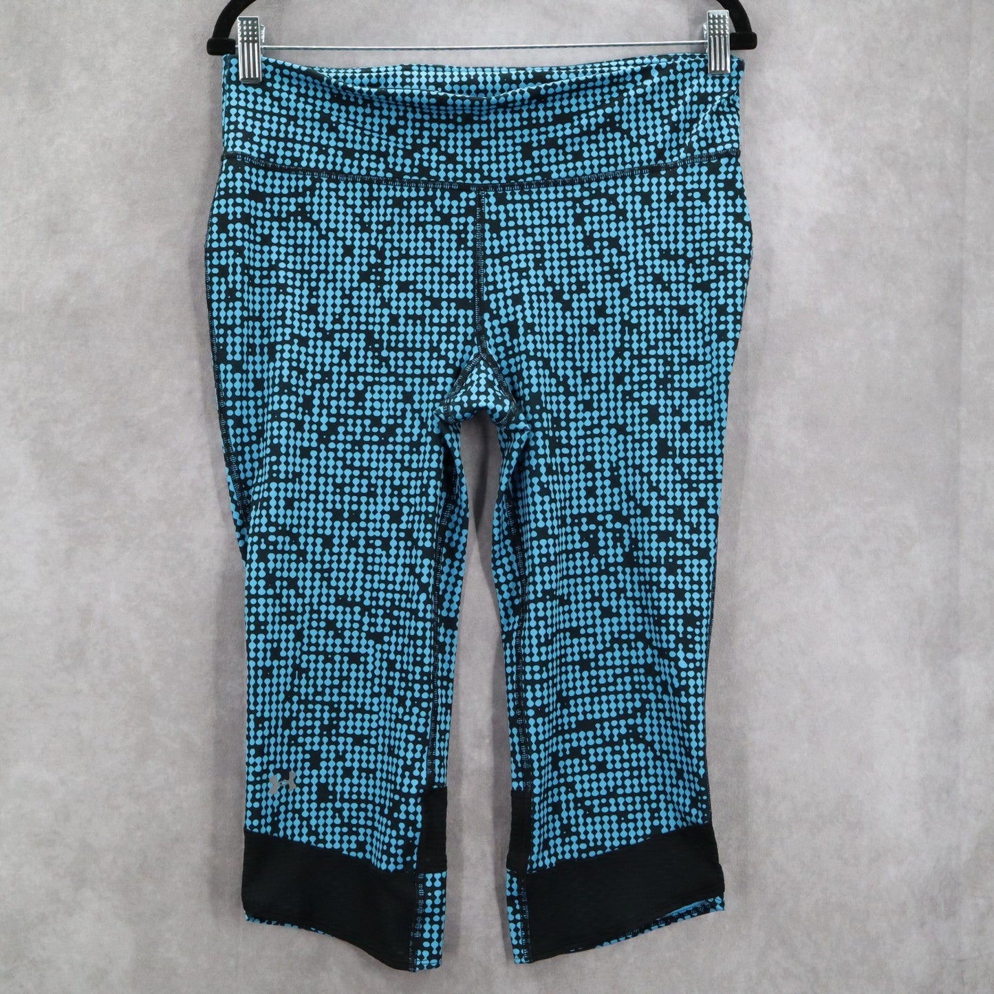 Under Armour Blue Black Dot Cropped Activewear Yoga Leggings Active Sports Large
