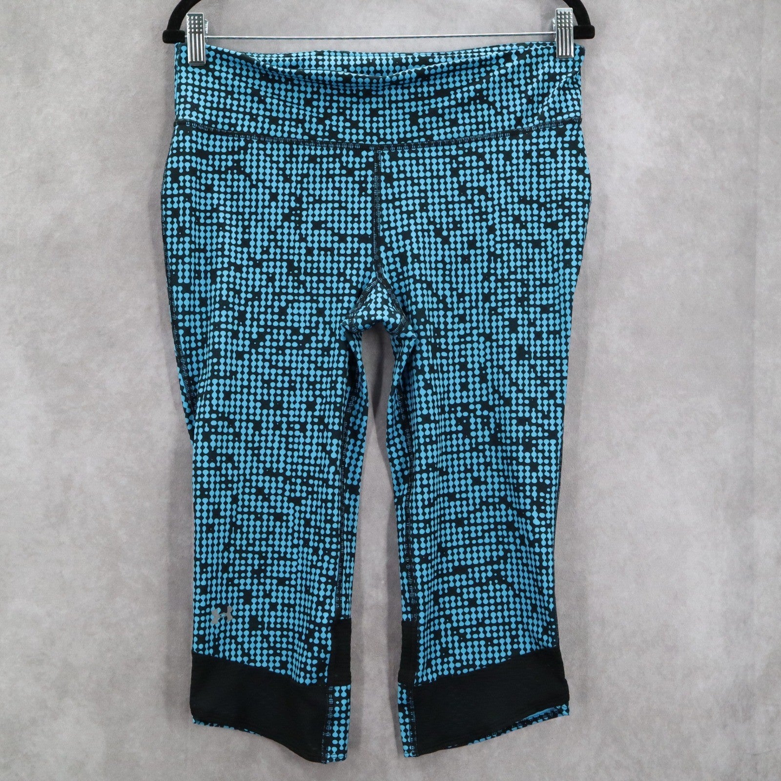Under Armour Blue Black Dot Cropped Activewear Yoga Leggings Active Sports Large