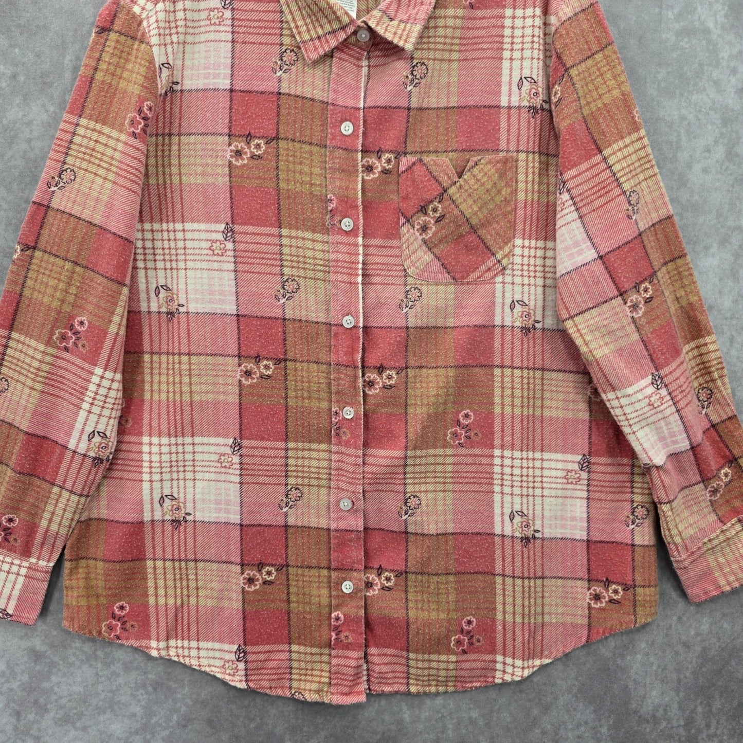 American Sweetheart Pink Plaid Flannel Western Urban 90s Skater Grunge Shirt L