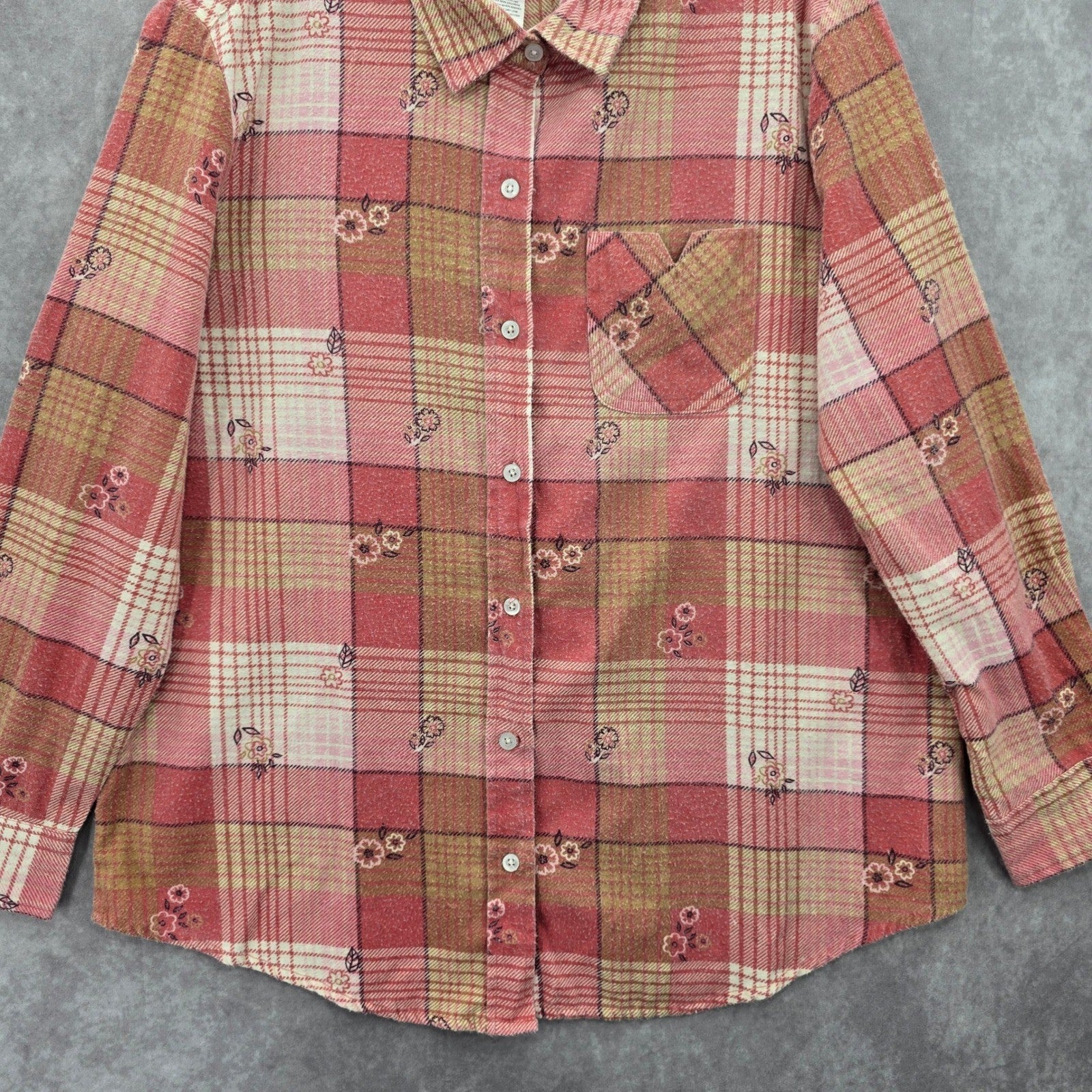 American Sweetheart Pink Plaid Flannel Western Urban 90s Skater Grunge Shirt L