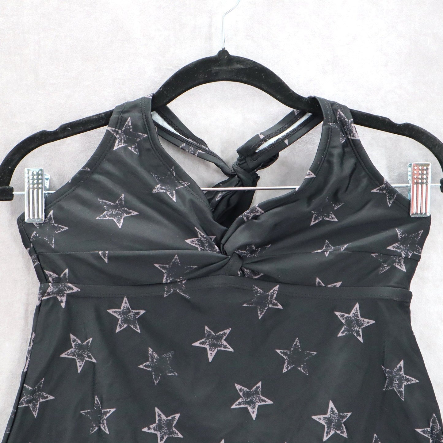 Converse One Star Black Star Halter Tie Beach Boho Fun Swim Tankini Top S Small