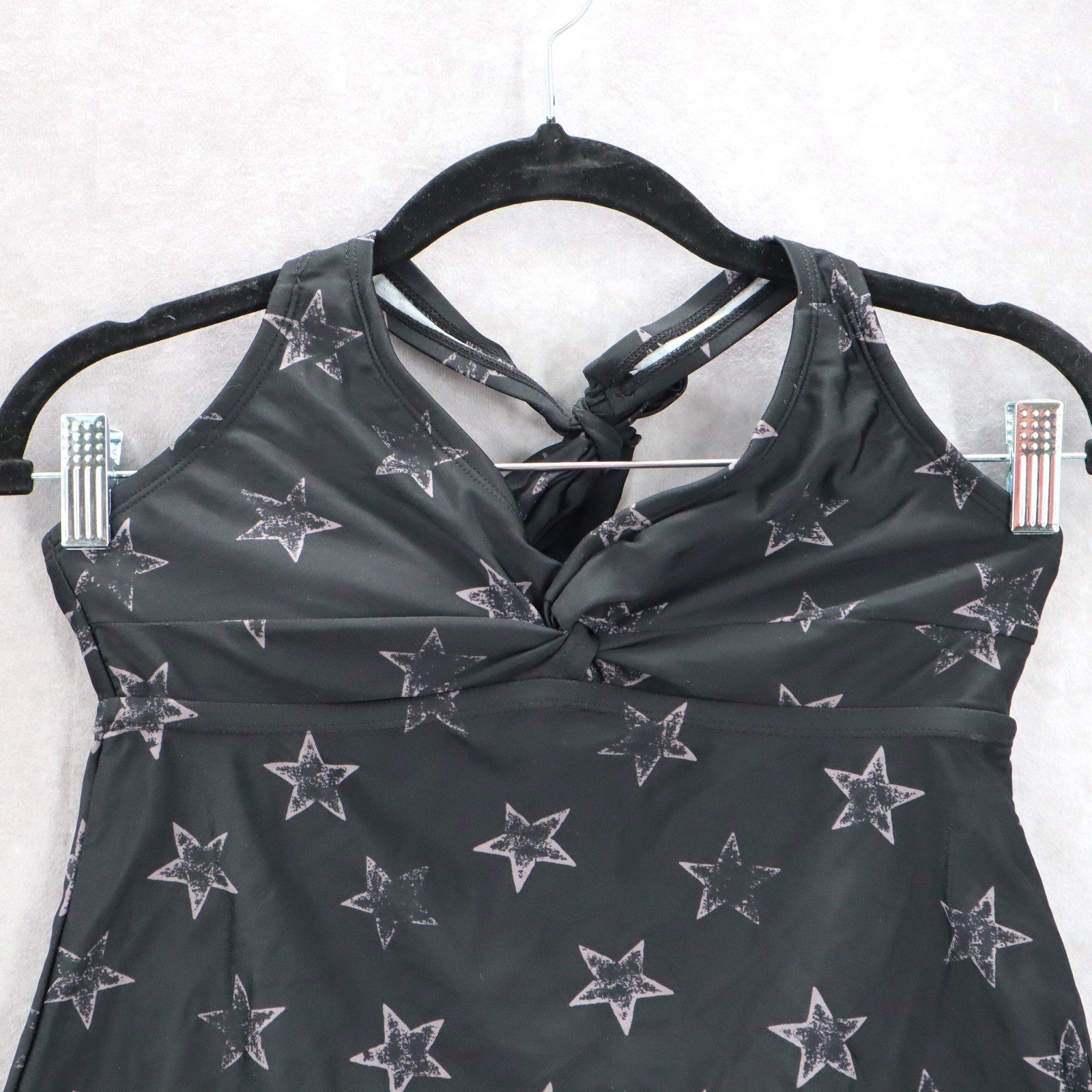 Converse One Star Black Star Halter Tie Beach Boho Fun Swim Tankini Top S Small
