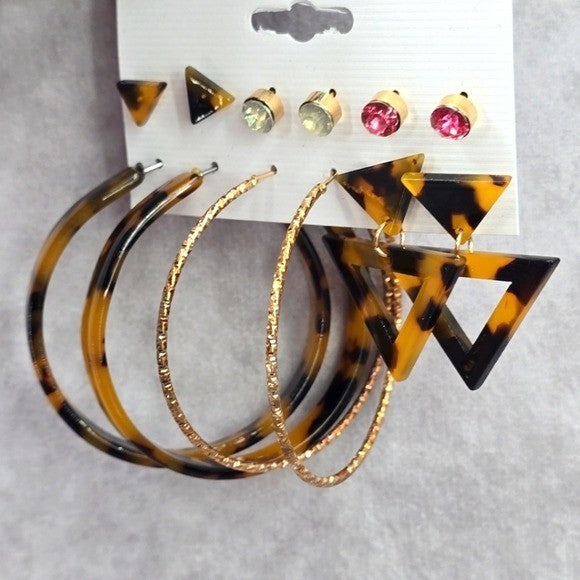 Brown Gold Hoop Stud Dangle Large Earrings Boho Retro Fashion Jewelry JB2-45