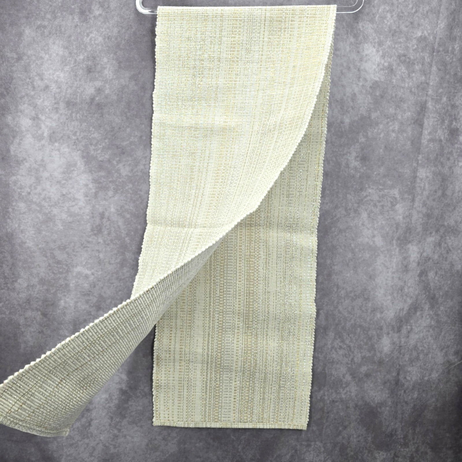 Cream Metallic Gold Scallop Edge Rectangle Long Holiday Table Runner 70" X 13"