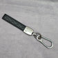 Black Faux Leather Quilt Silver Clip Hook Keychain Escalade Car Accessories