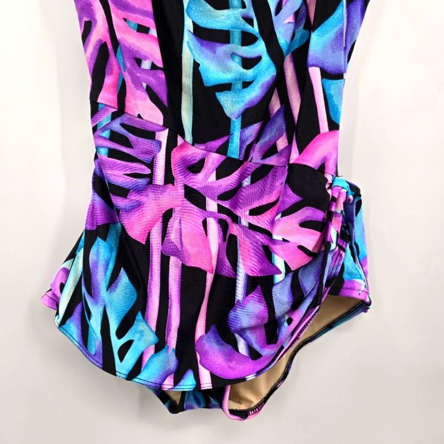 Slimsuit Purple Tropical One Piece Bathing Suit Swimwear Swimsuit Medium Size 10