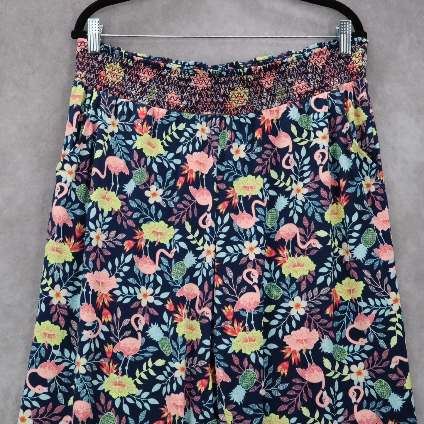 Secret Treasures Blue Floral Wide Leg Boho Pull On Trousers Pant XL Extra Large