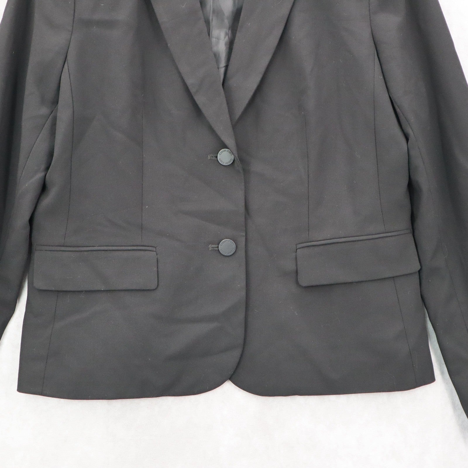 Calvin Klein Black Fish Mouth Formal Preppy Cocktail Coat Jacket Blazer 10