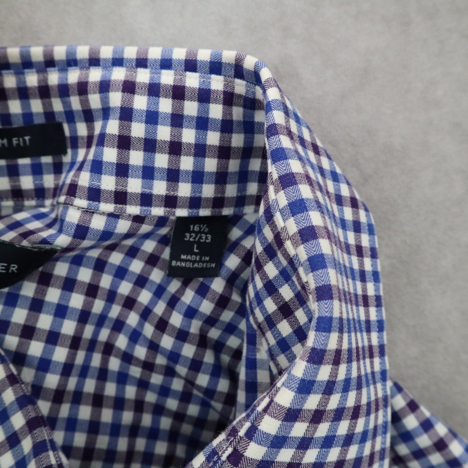 Tommy Hilfiger Blue Plaid Button Down Cotton Dress Slim Fit Shirt Mens Large