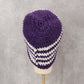 Purple Chevron Multi Color Crochet Cable Knit Y2K Vintage Cottage Beanie Cap Hat