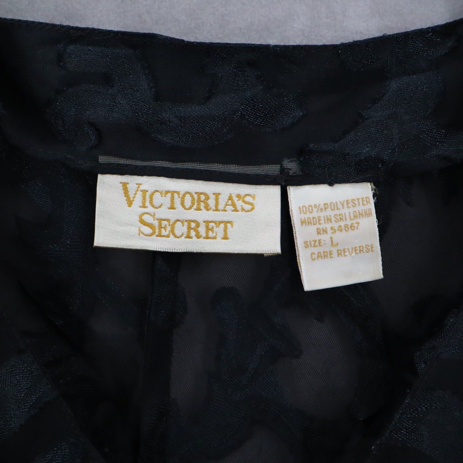 Victoria Secret Blue Black Vintage Floral Intimate Lingerie Sheer Dress Large