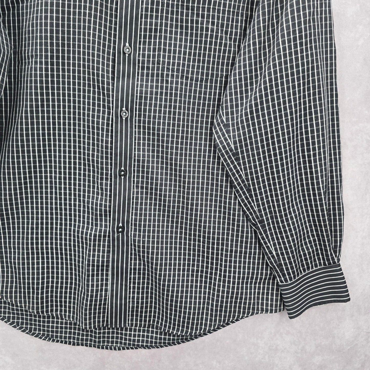 Cats Eye Black Stripe Button Down Long Sleeve Work Casual Dress Shirt Mens L
