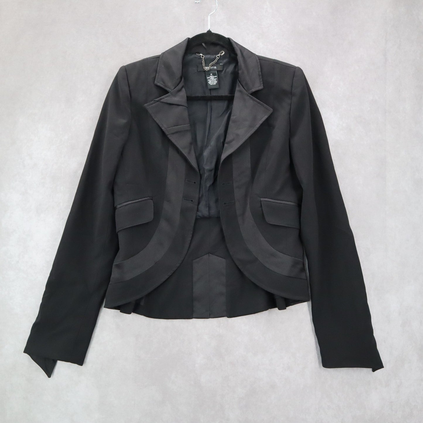 Arden B Black Tuxedo Peak Formal Cocktail Wedding Coat Jacket Blazer Medium