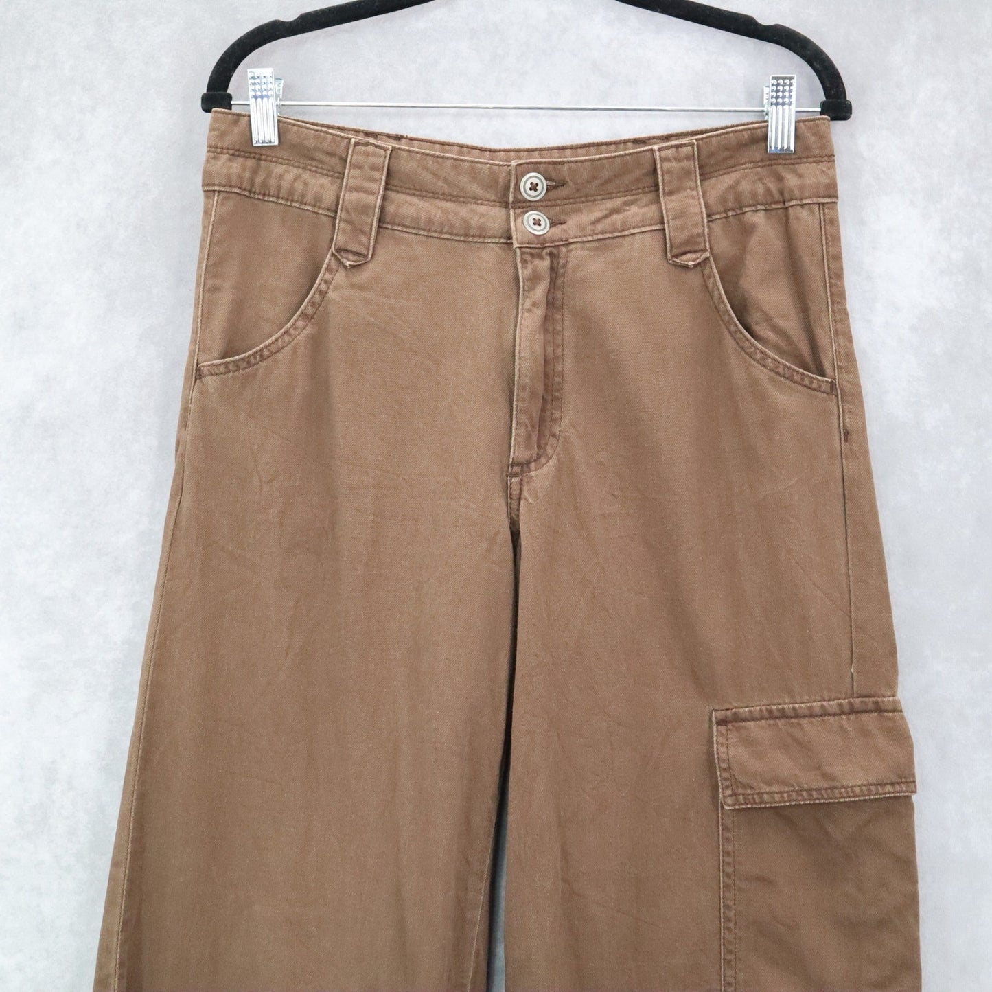 Time and Tru Brown Wide Leg Cargo Pants Utility Pocket Y2K Streetwear Small 6
