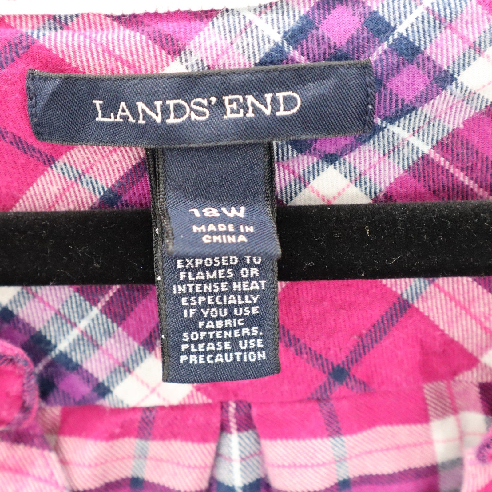 Lands' End Plaid Tunic Shirt Pink Casual Flannel Preppy Long Sleeve Plus 18W