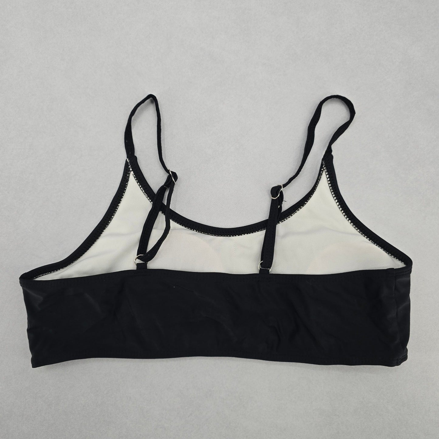 Black Padded Y2K Classic Pull On Swim Sports Bra Beach Bikini Top M Medium