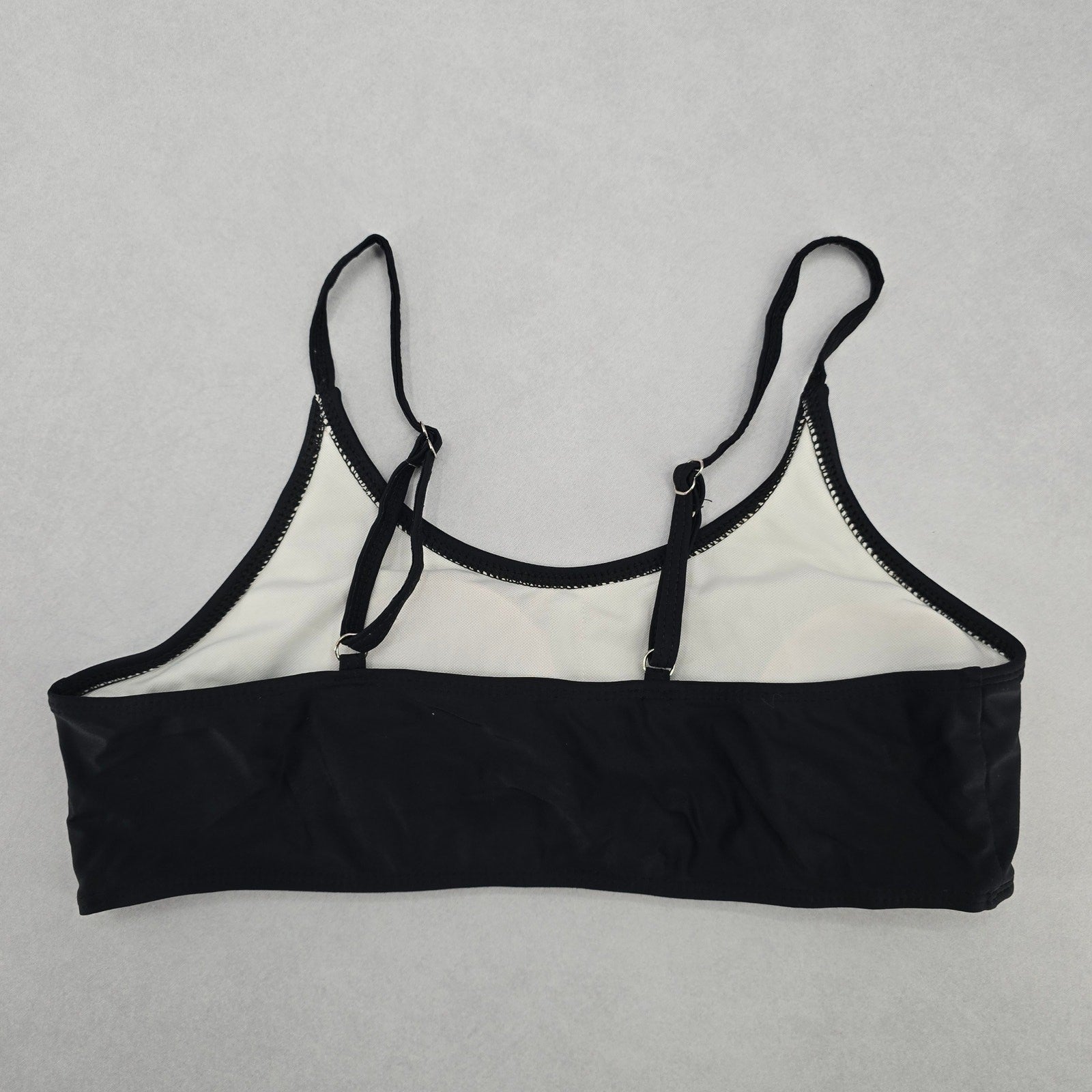 Black Padded Y2K Classic Pull On Swim Sports Bra Beach Bikini Top M Medium