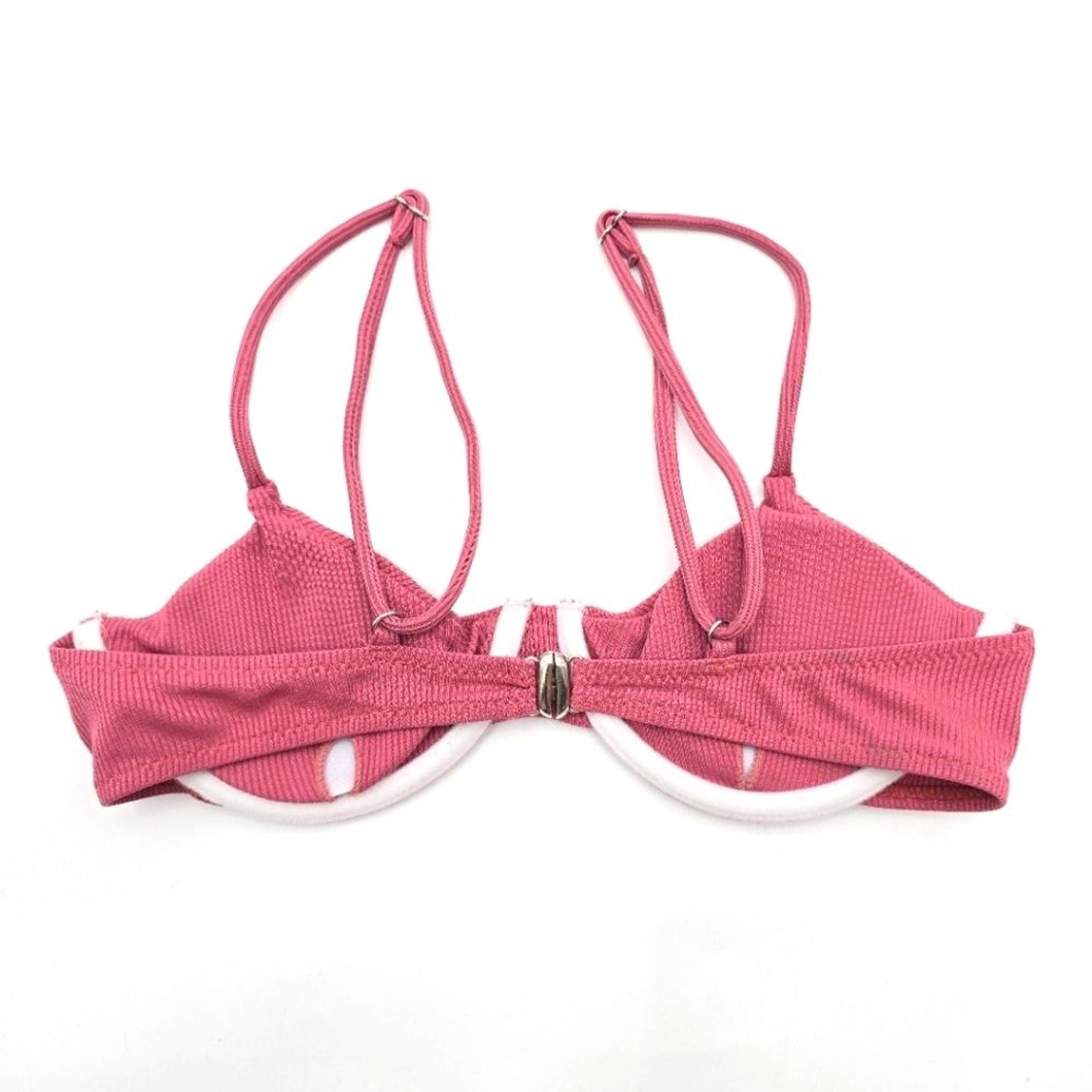 Shein Pink Ribbed Padded Underwire Adjustable Strap Bikini Top Swimwear
