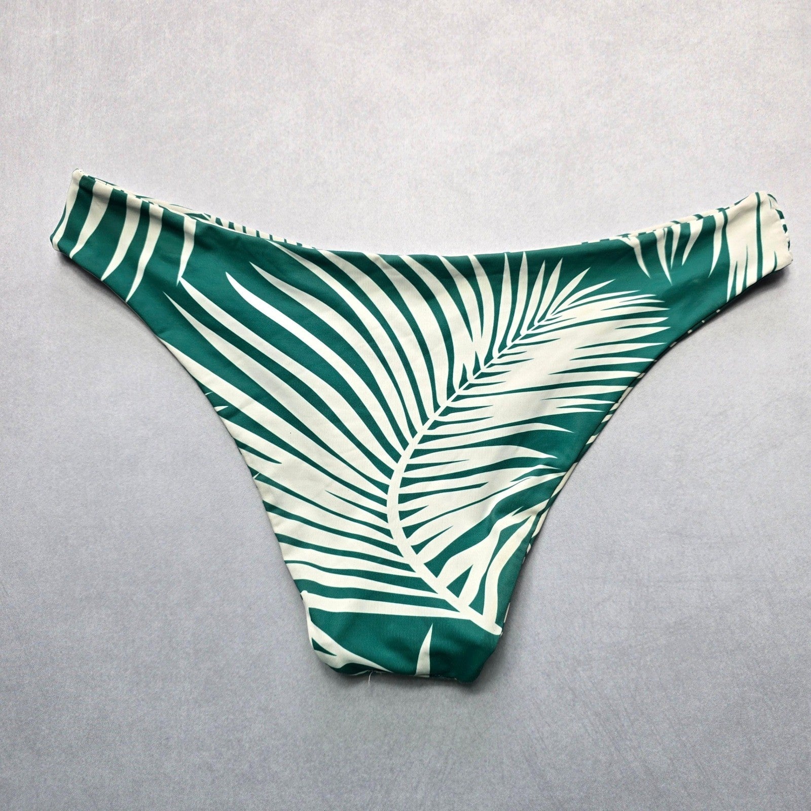 Green Leaf Tropical Swim Beach Cheeky Flirty Boho Bikini Bottom L Large