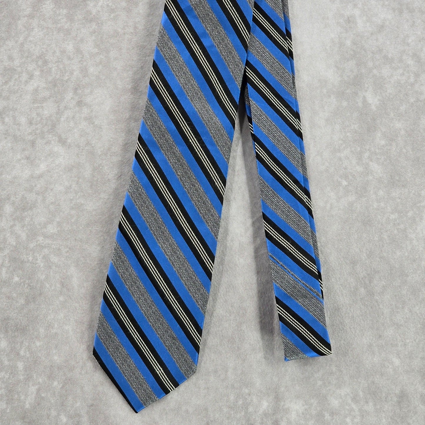 Joseph Abboud Blue Gray Stripe Repp Geometric 100% Silk Men's Neck Tie NWOT