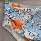 Blue White Floral Print Bikini Bottoms Swimsuit High Rise Swimwear Medium