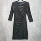 Chaps Black Wrap Drape Ruffle Knee Length V Neck Formal Dress XS