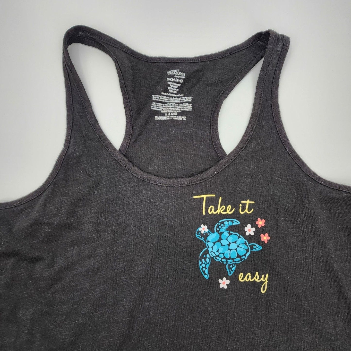 Secret Treasures Sleepwear "Take it Easy" Black Tank Top Womens Size S