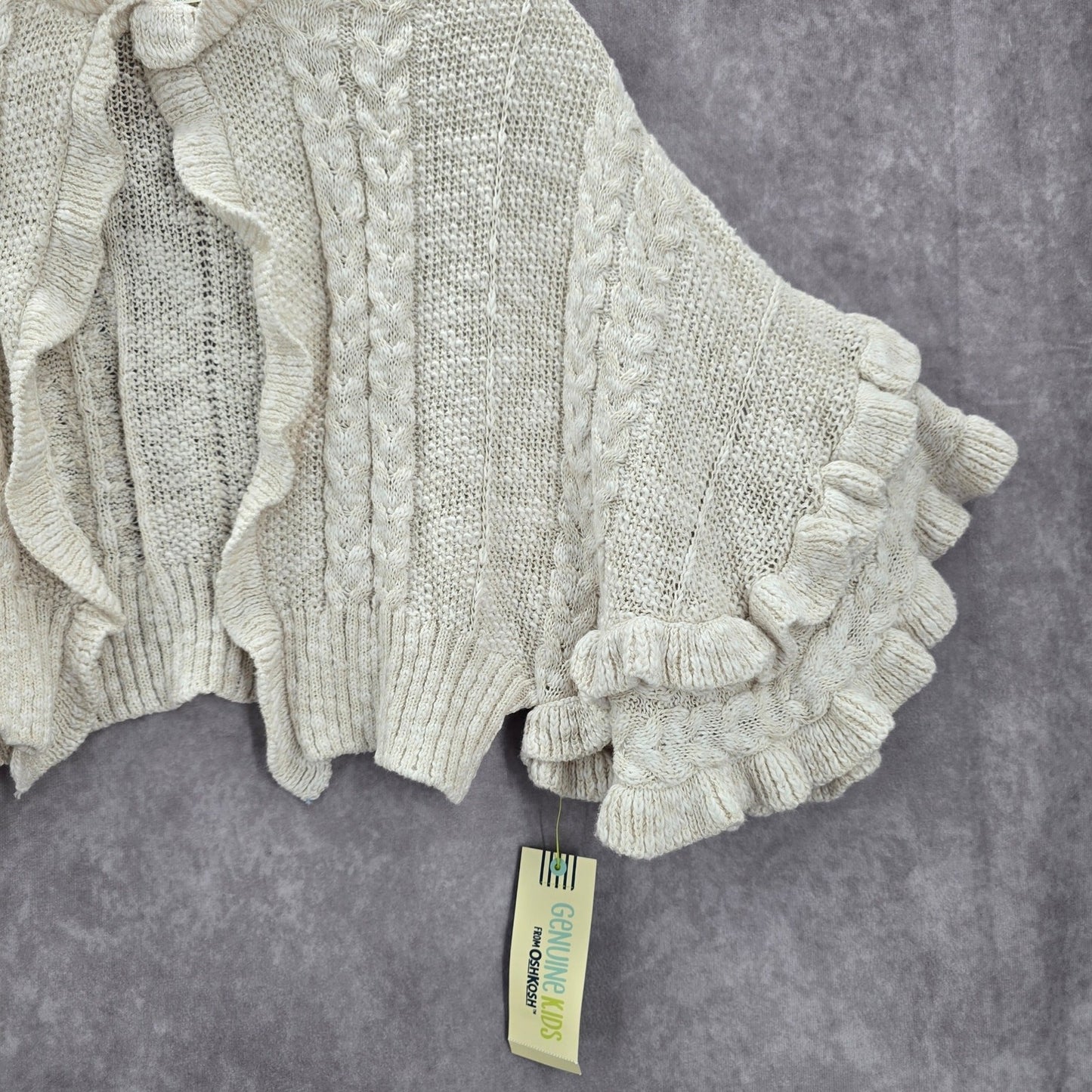 Oshkosh B'Gosh Vintage Knit White Ruffle  Poncho Cape Sweater Girls Toddle 3T